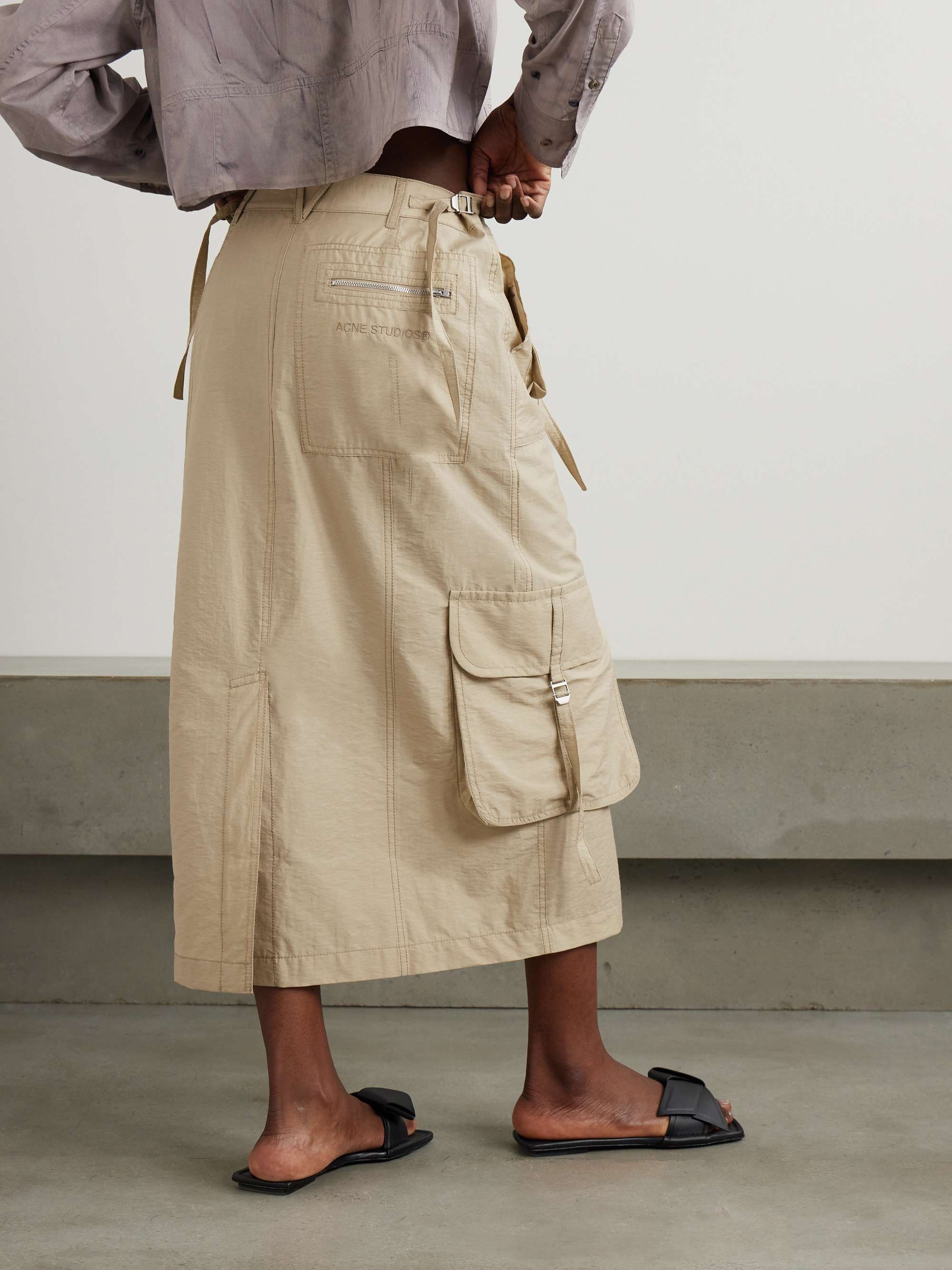 ACNE STUDIOS Cotton-blend midi cargo skirt | NET-A-PORTER