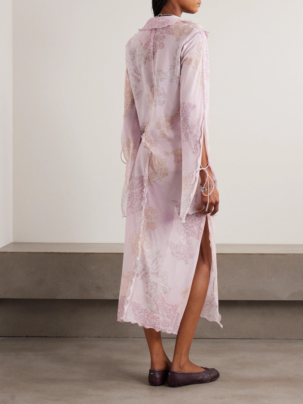 Acne Studios Chiffon Printed Dress In Pink