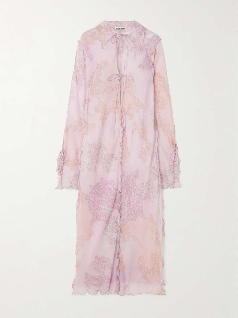 Acne Studios Ruffled Printed Cotton And Silk-blend Chiffon Maxi Dress