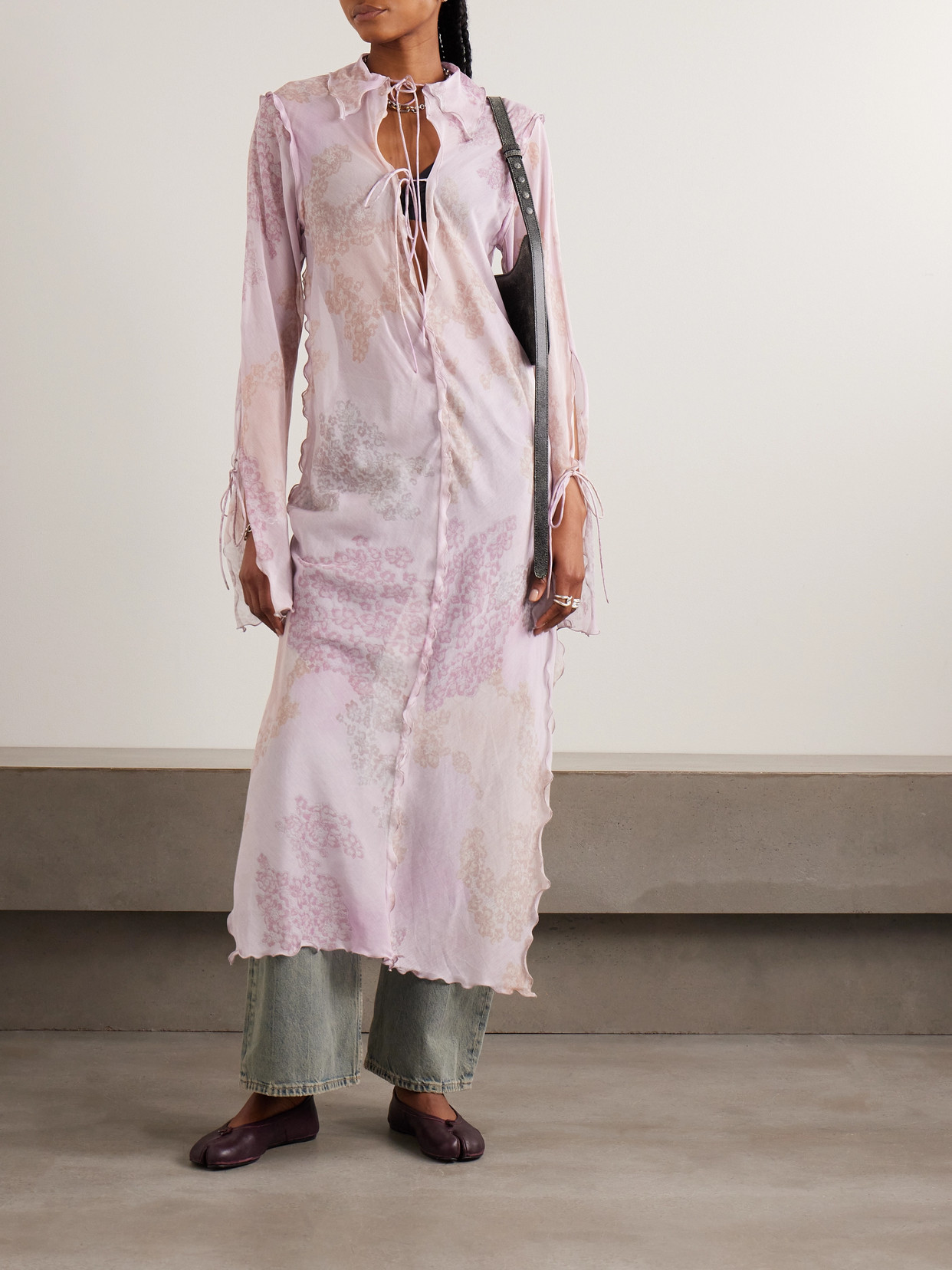 Acne Studios Chiffon Printed Dress In Pink