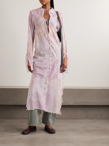 Acne Studios Ruffled printed cotton and silk-blend chiffon maxi dress