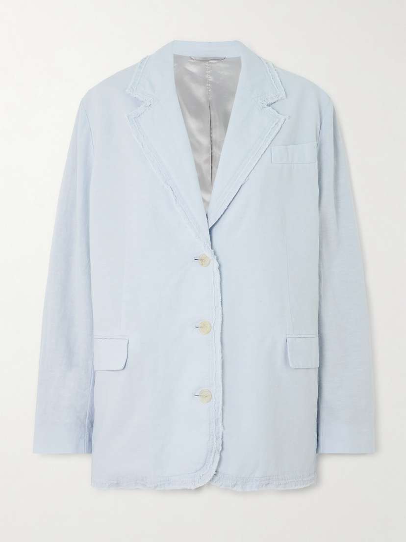 Acne Studios Oversized Frayed Cotton And Linen-blend Blazer