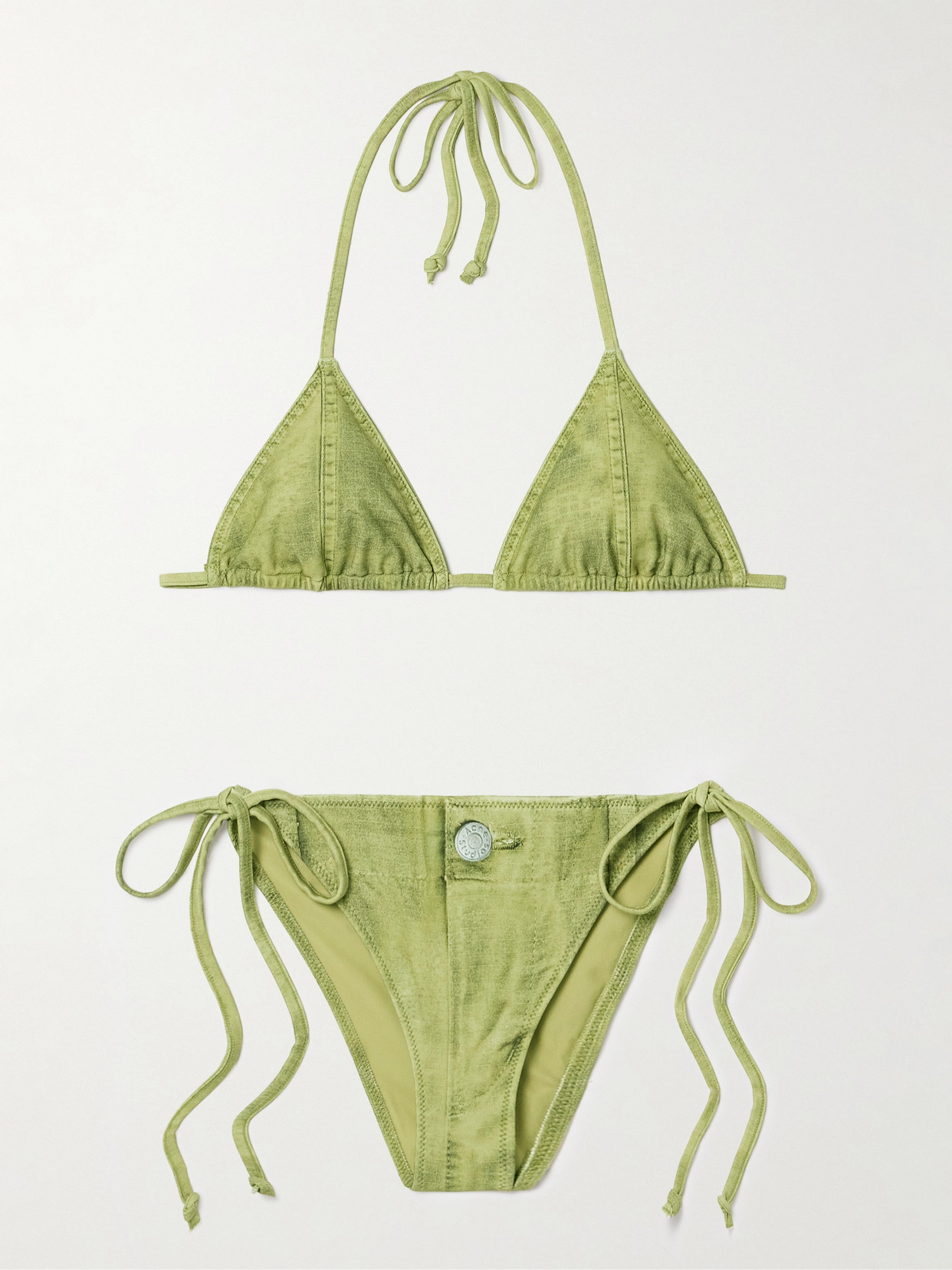 Acne Studios Printed Triangle Bikini In Green