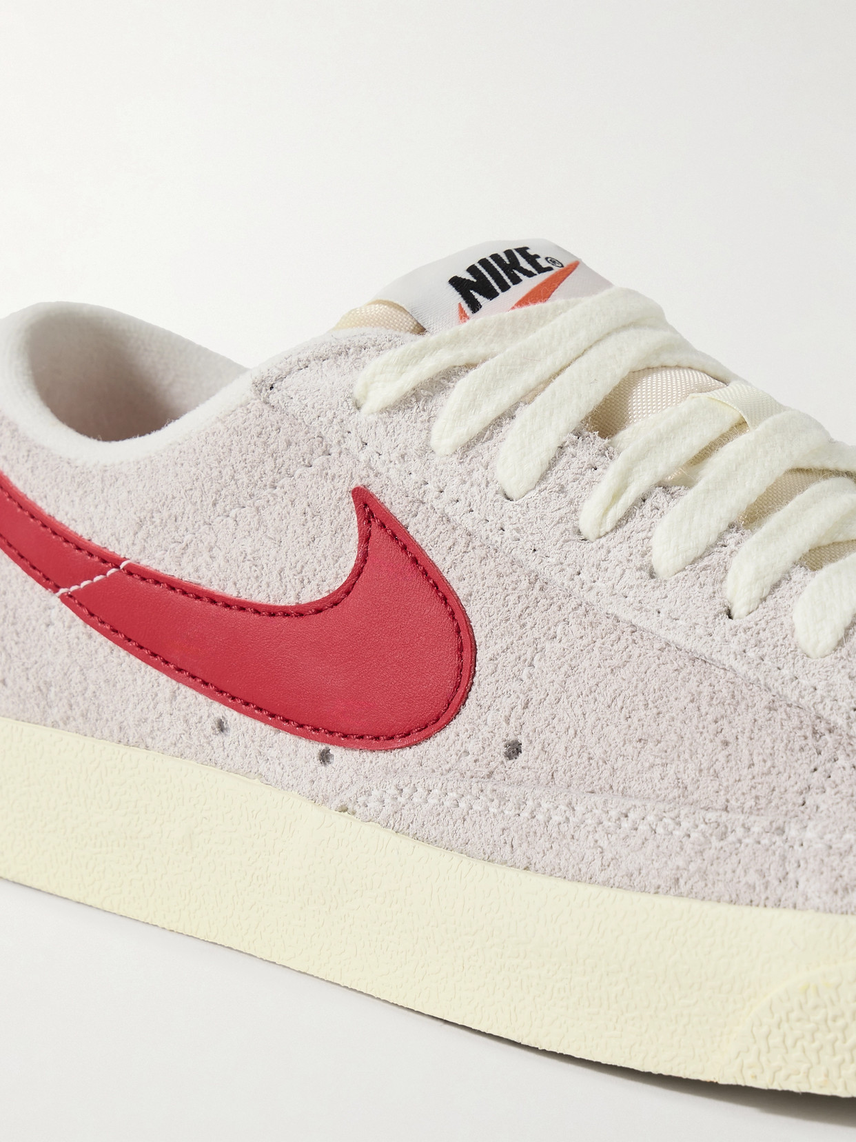 Nike Blazer Low '77 Vintage Leather-trimmed Brushed-suede Sneakers In White