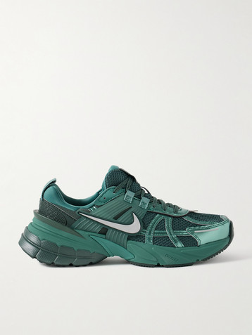 Nike V2K metallic leather, rubber and mesh sneakers