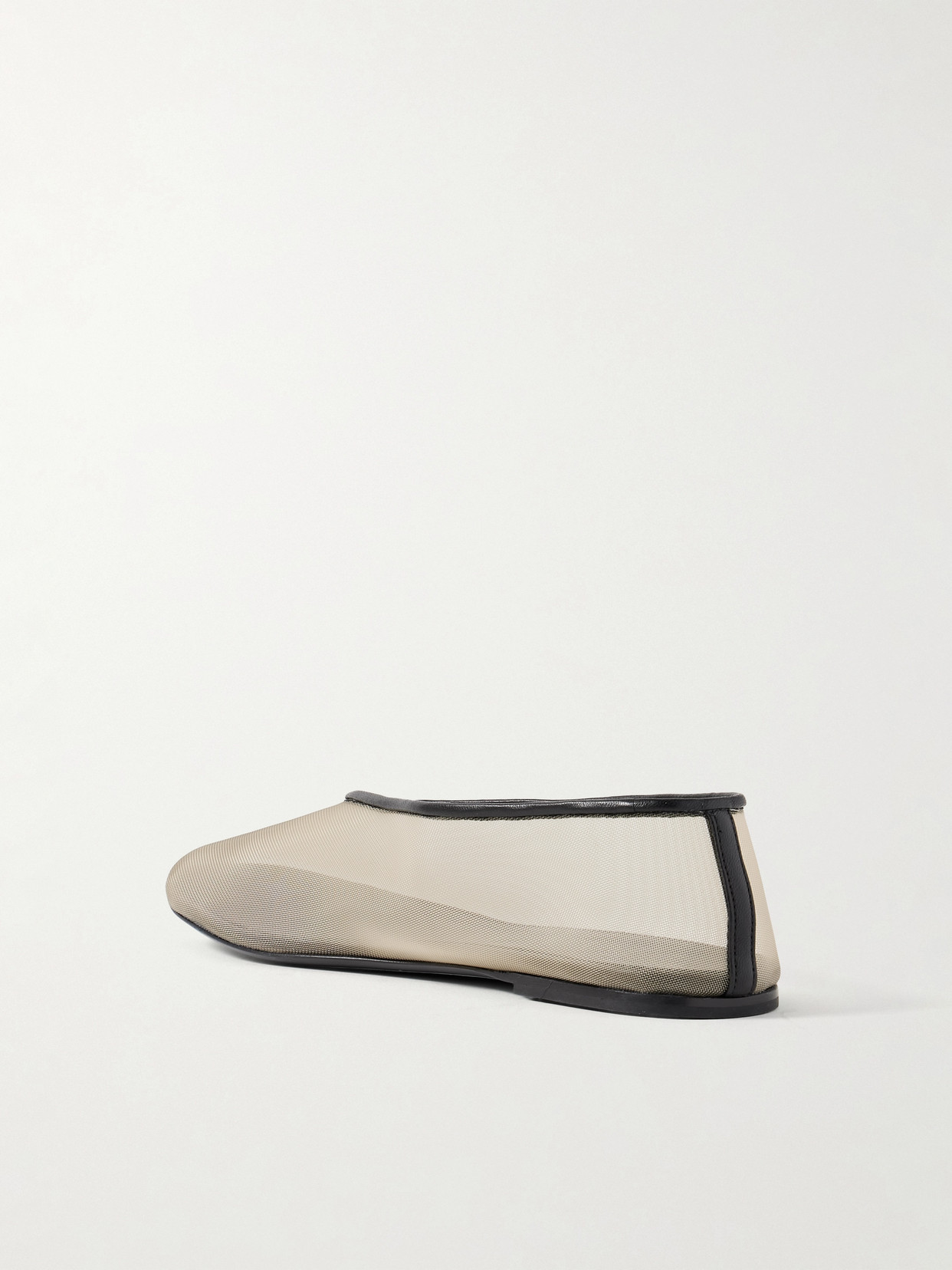 Shop Khaite Marcy Leather-trimmed Mesh Ballet Flats In Neutrals