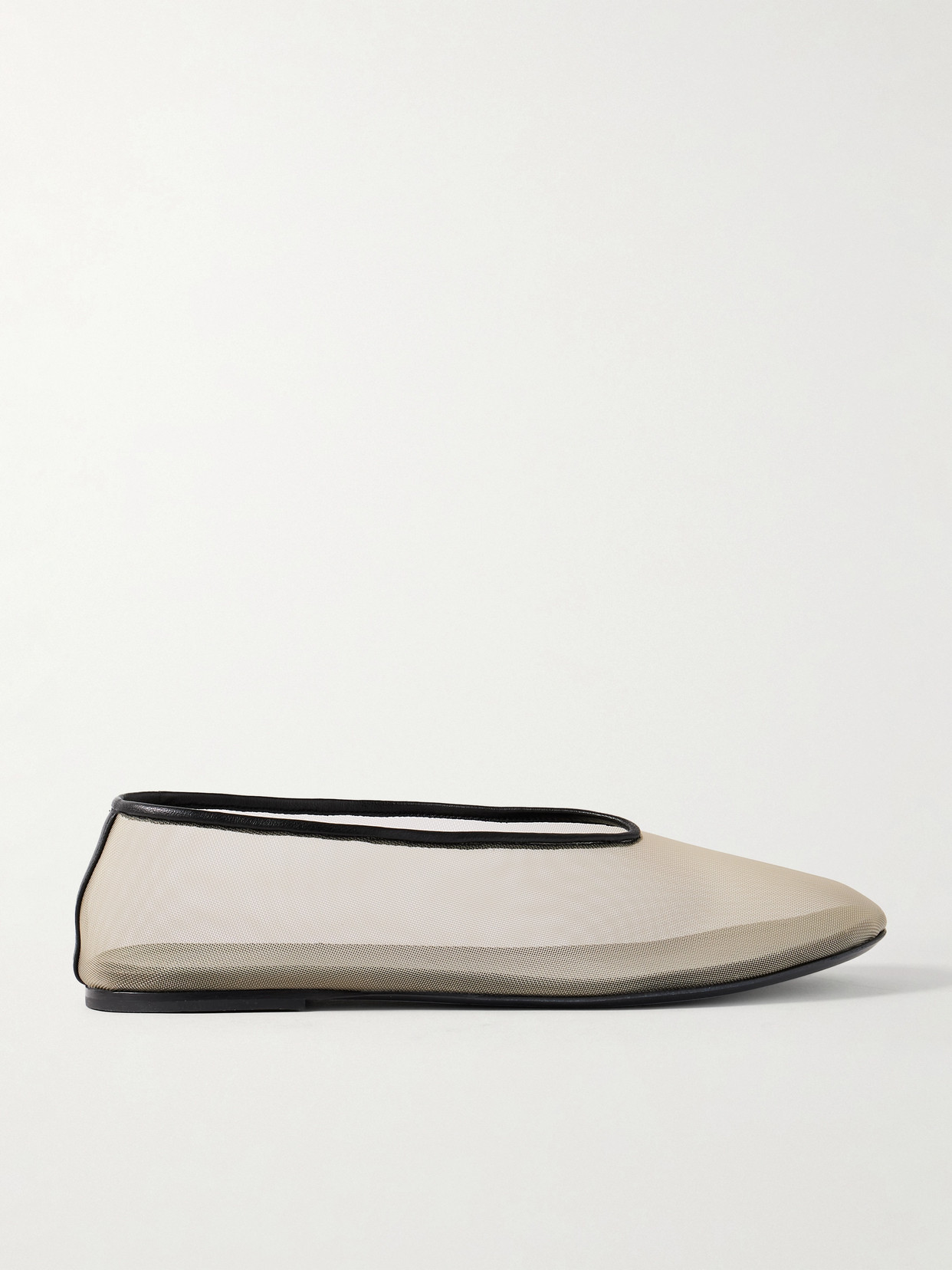 Khaite Marcy Leather-trimmed Mesh Ballet Flats In Neutrals