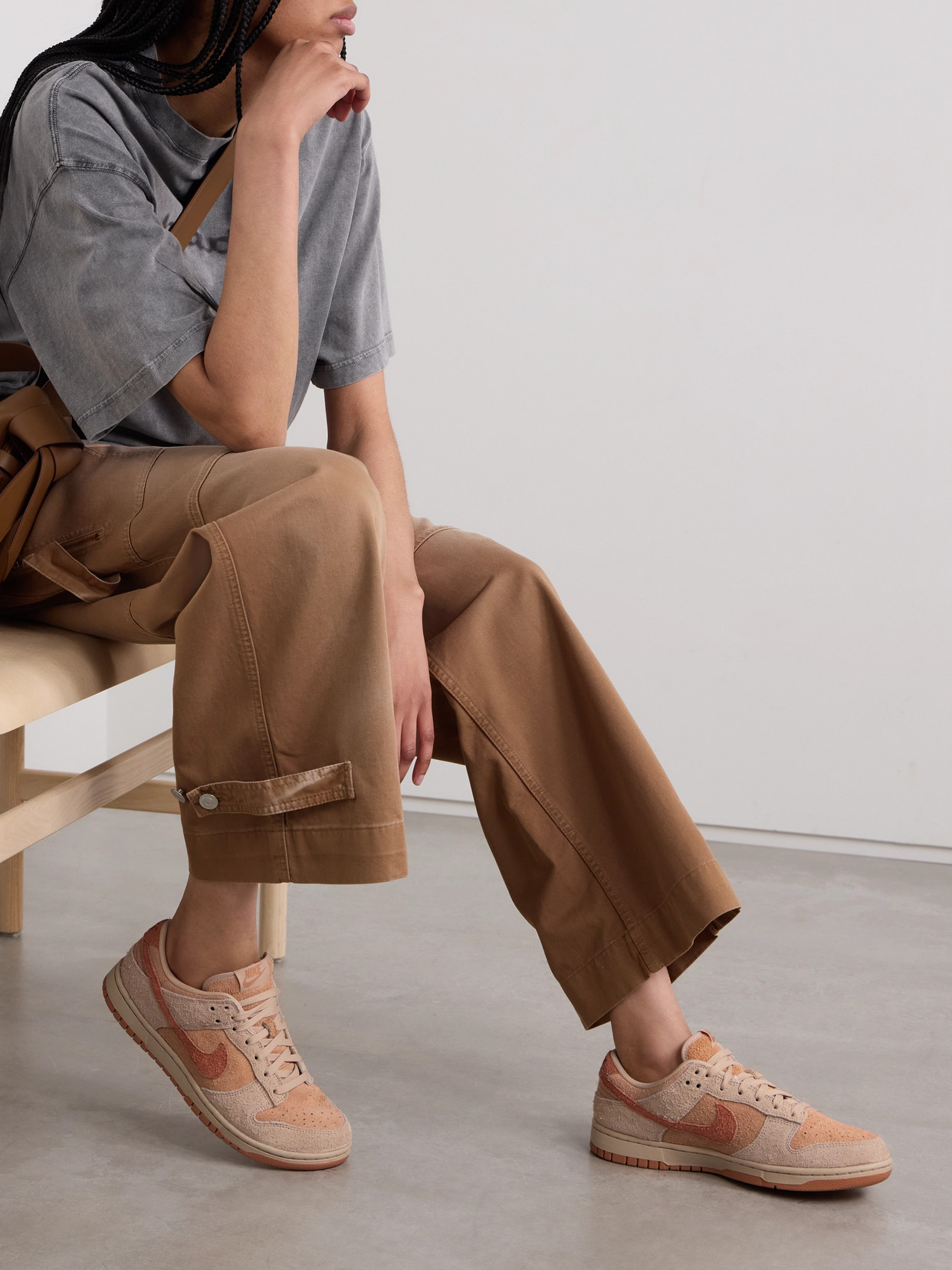 Nike Dunk Low Brushed-suede Sneakers In Brown