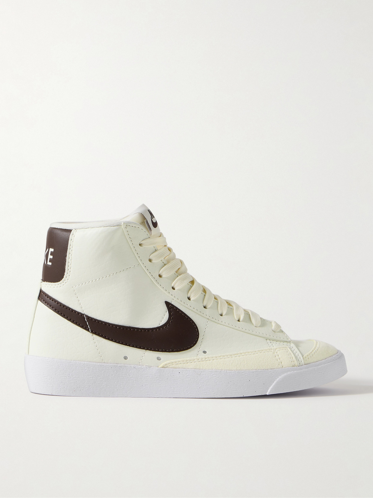 Nike Blazer Mid '77 Vintage Suede And Leather-trimmed Crinkled-nubuck High-top Sneakers In Ecru