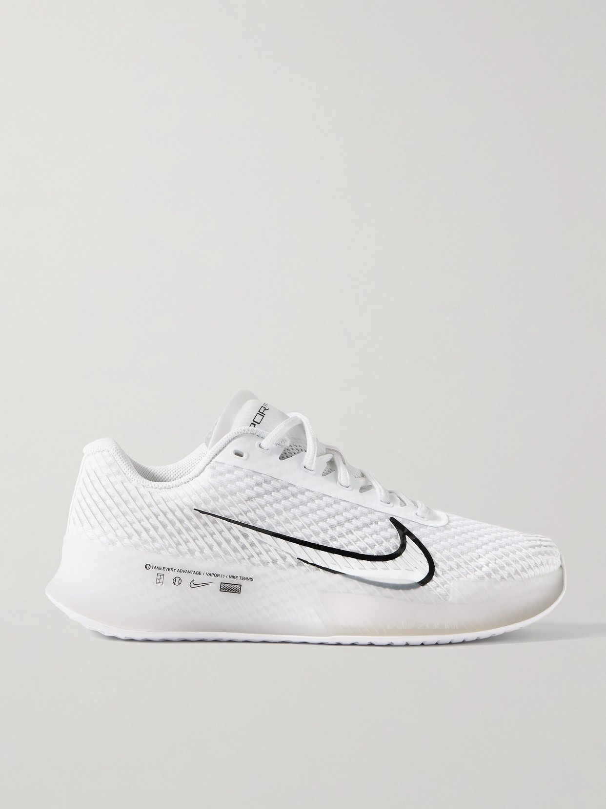 Nike - Air Zoom Vapor 11 Rubber-trimmed Mesh Tennis Sneakers - White