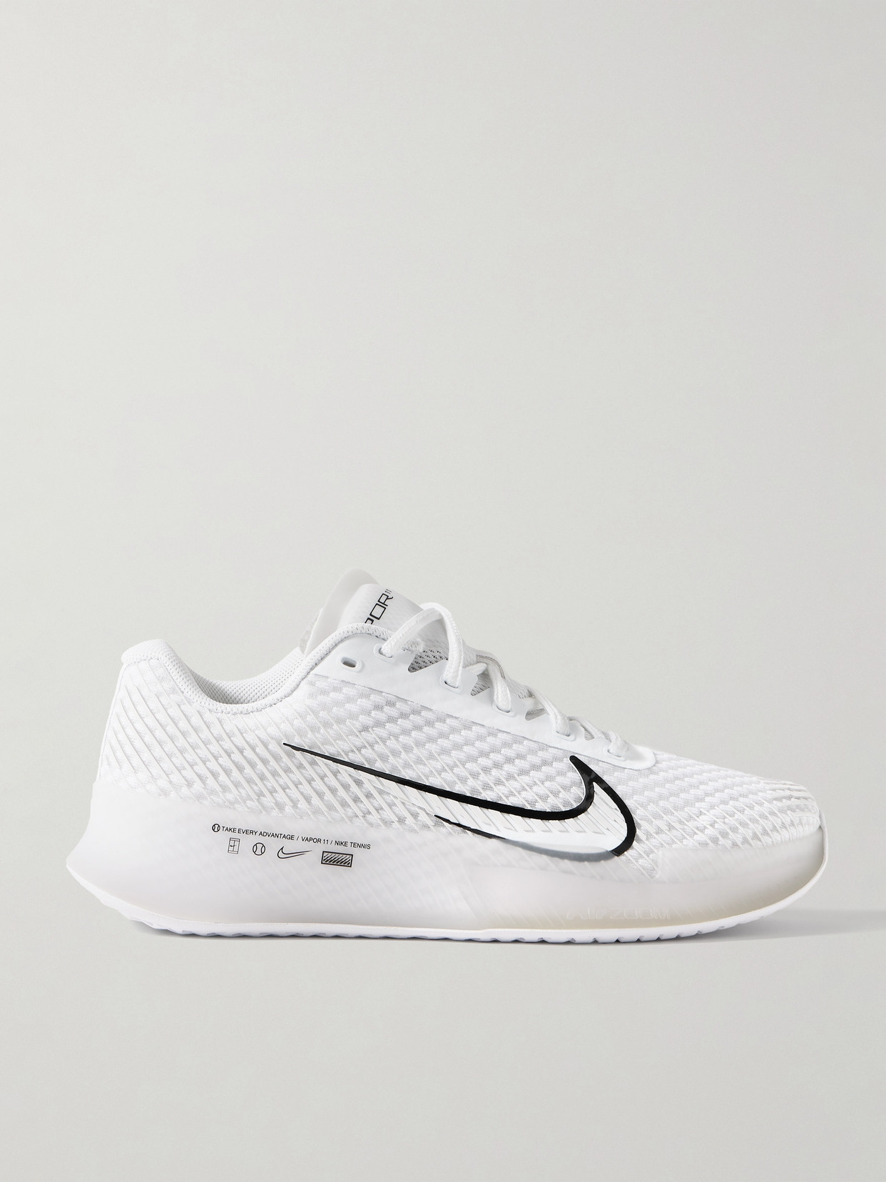 Nike Air Zoom Vapor 11 Rubber-trimmed Mesh Tennis Sneakers In White