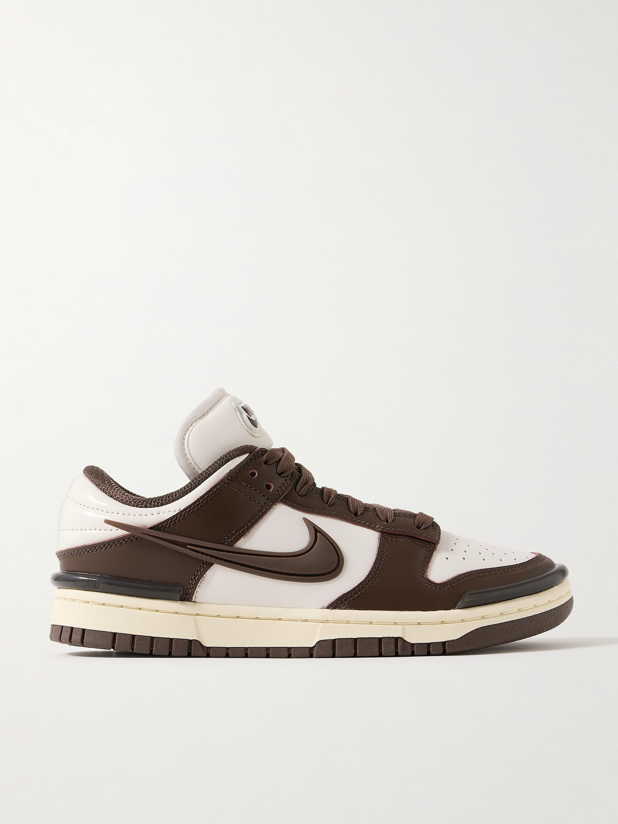 Shop Nike Dunk Low Twist Rubber-trimmed Leather Sneakers In Brown