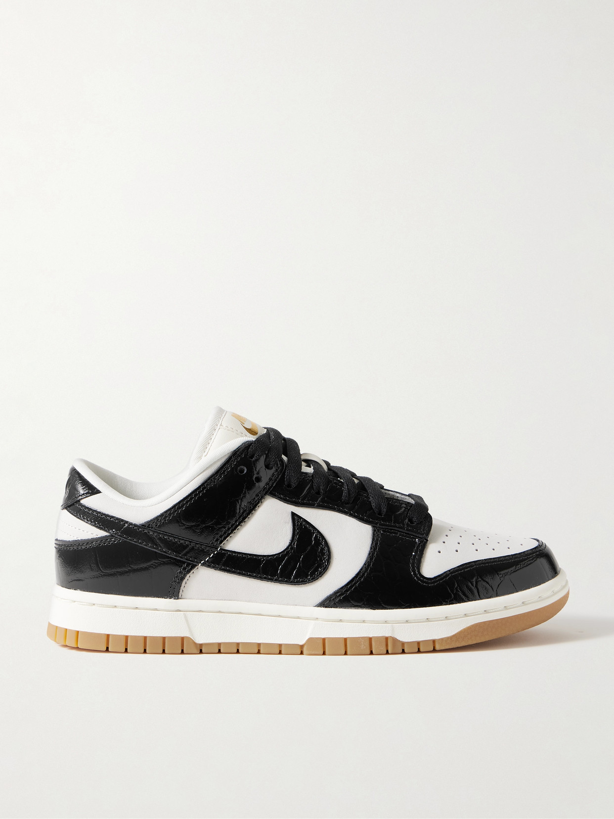 Shop Nike Dunk Low Croc-effect Leather And Suede Sneakers In Black