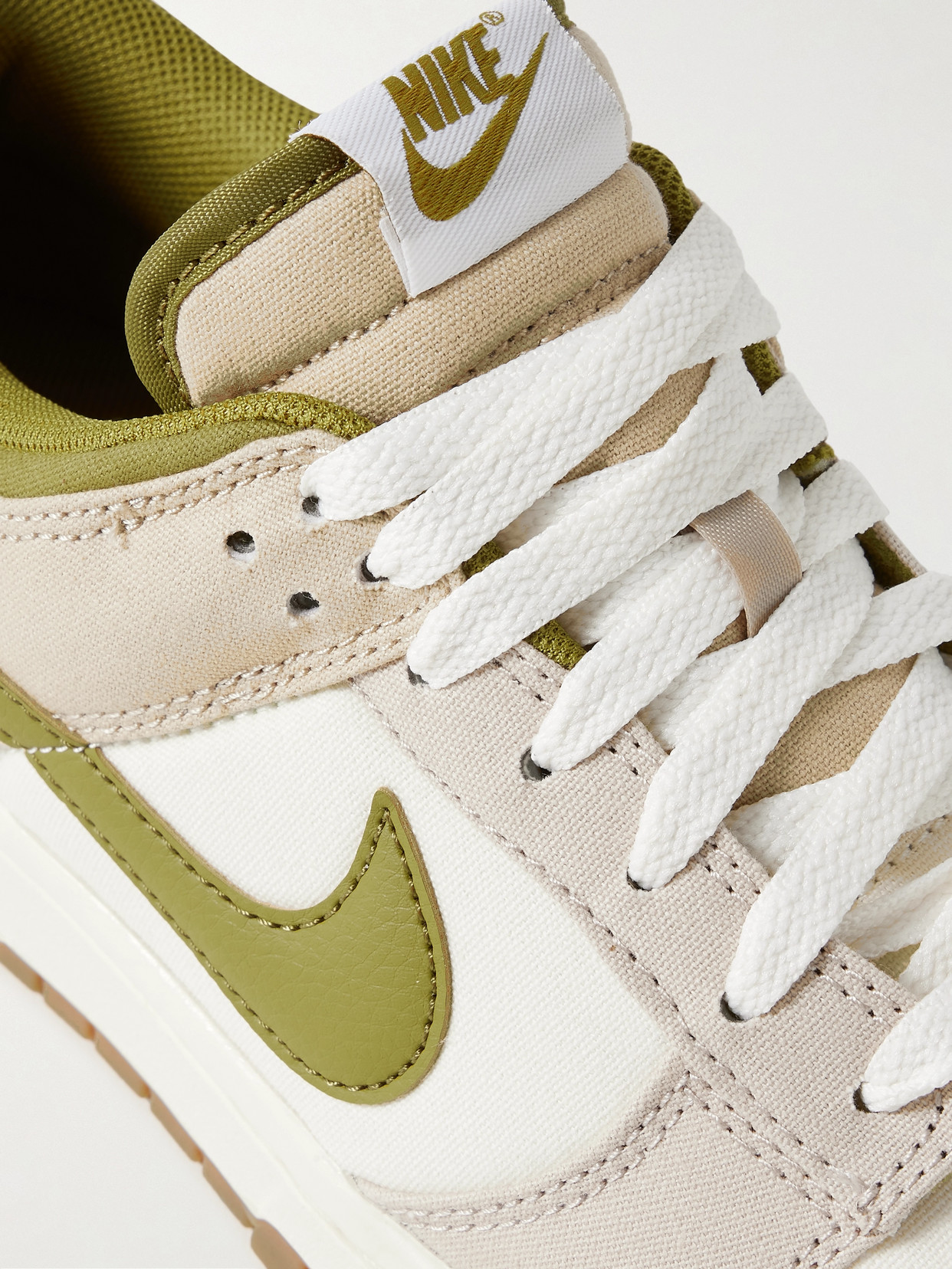 NIKE DUNK LOW LEATHER-TRIMMED CANVAS SNEAKERS