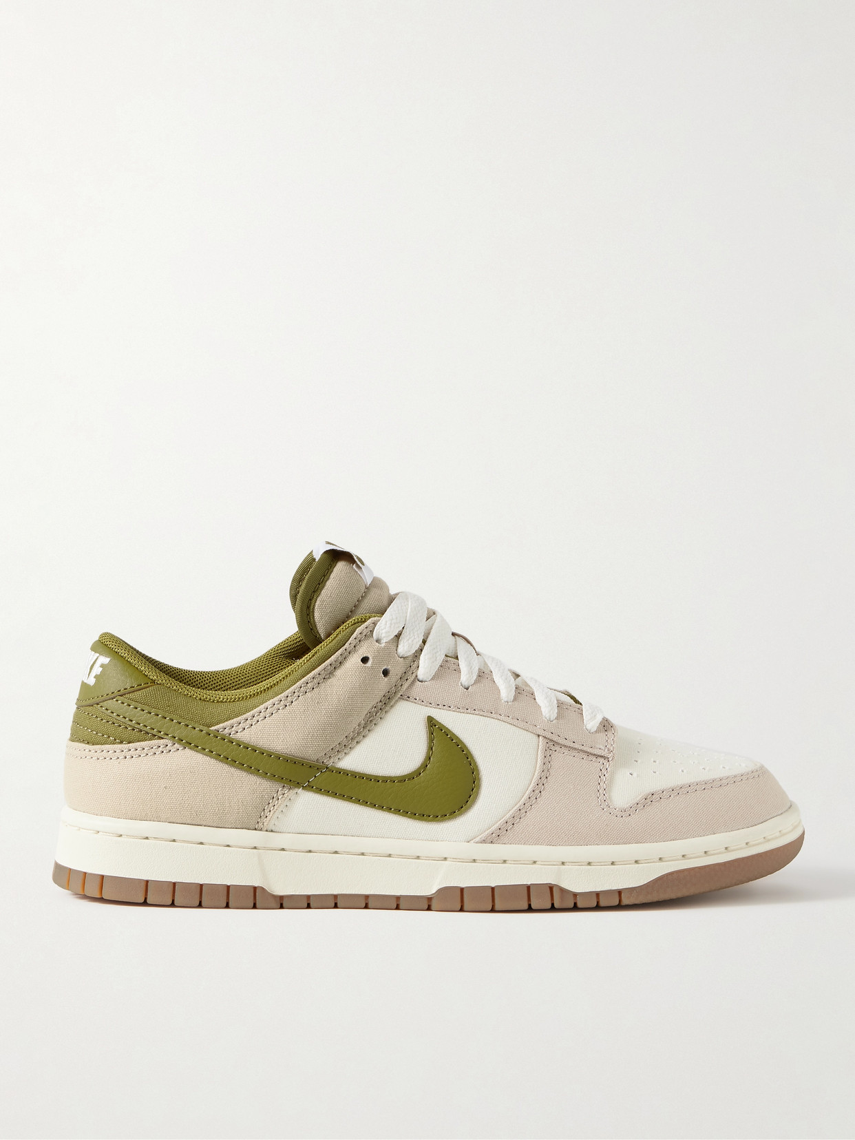 Nike Dunk Low Leather-trimmed Canvas Sneakers In Green