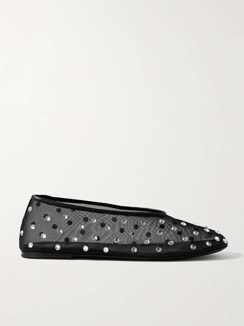 Khaite Marcy Crystal-embellished Mesh Ballet Flats