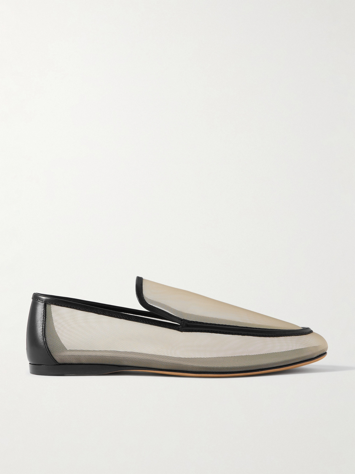 KHAITE - Alessio Leather-trimmed Mesh Loafers - Neutrals