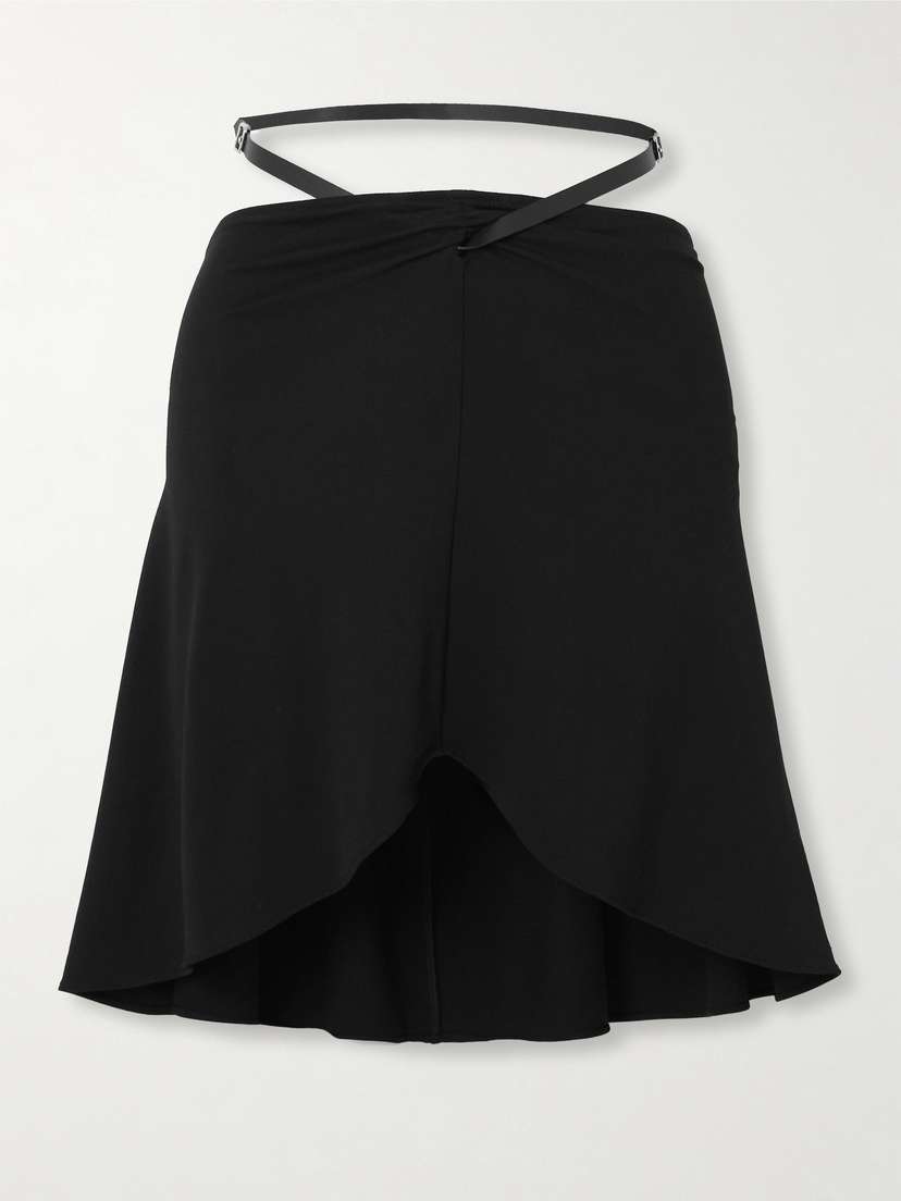 Courrèges Belted Leather-trimmed Jersey Mini Skirt