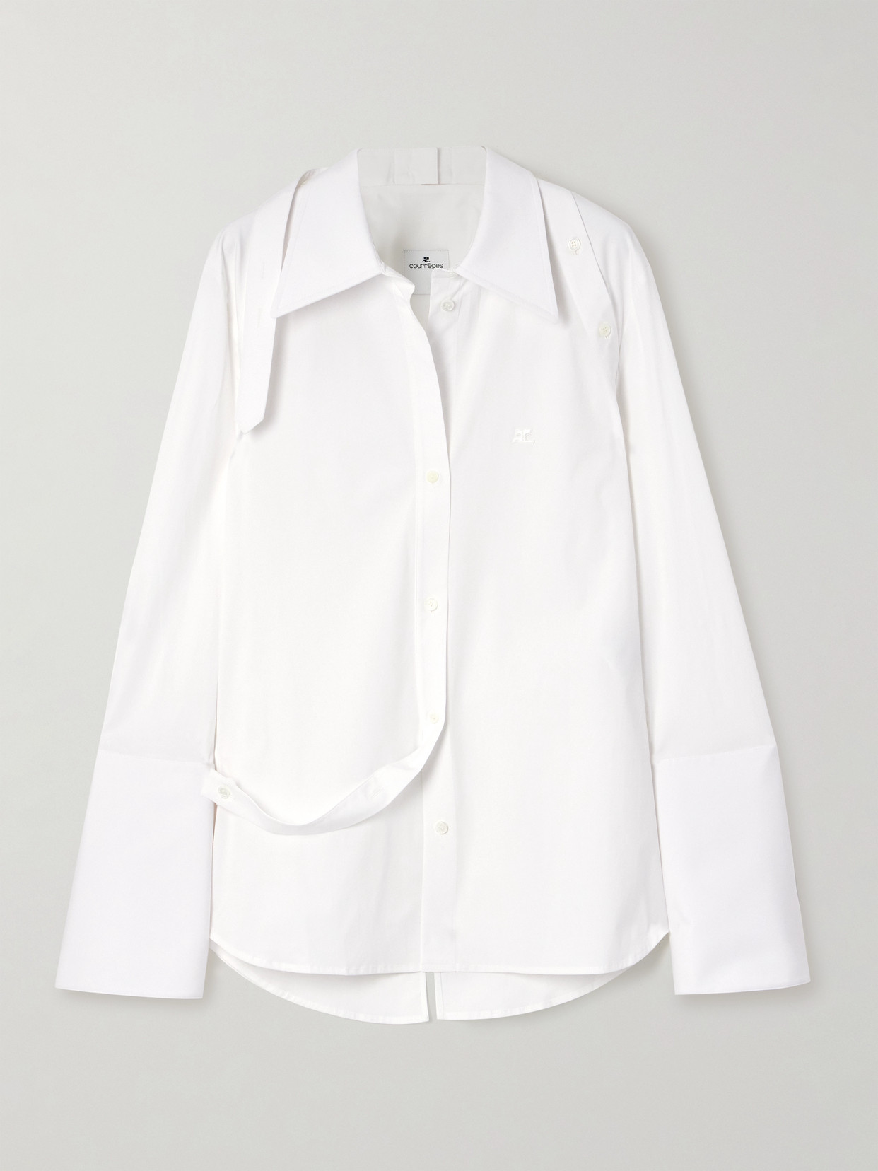 Courrèges Embellished Cotton-blend Poplin Shirt In White
