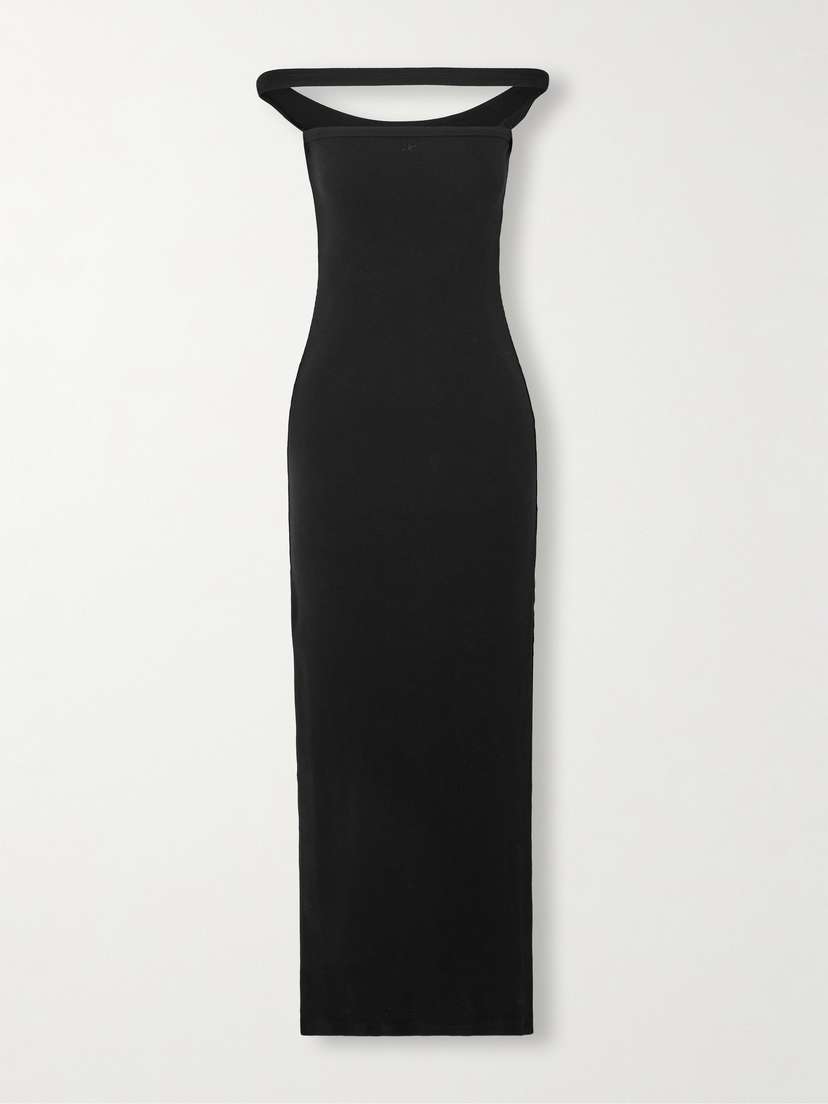 Courrèges Hyperbole Off-the-shoulder Ribbed Stretch Cotton-jersey Maxi Dress