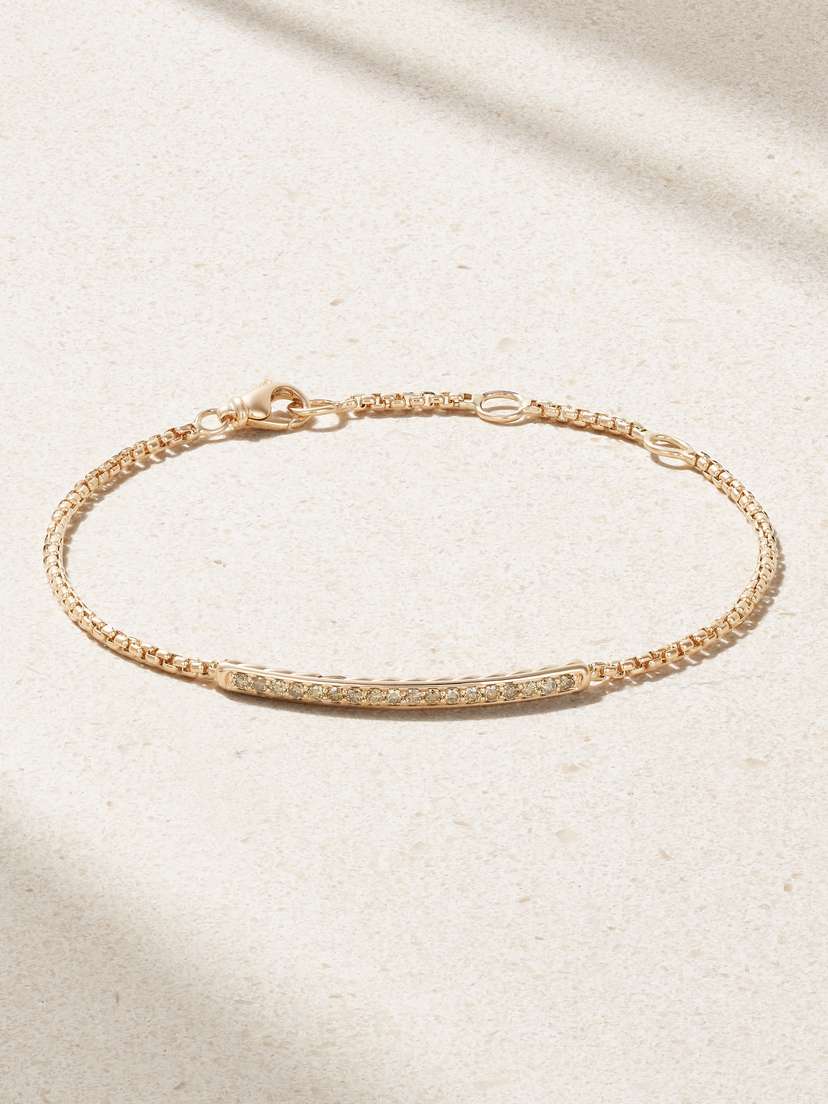 David Yurman Petite Pavé 18-karat Rose Gold Diamond Bracelet