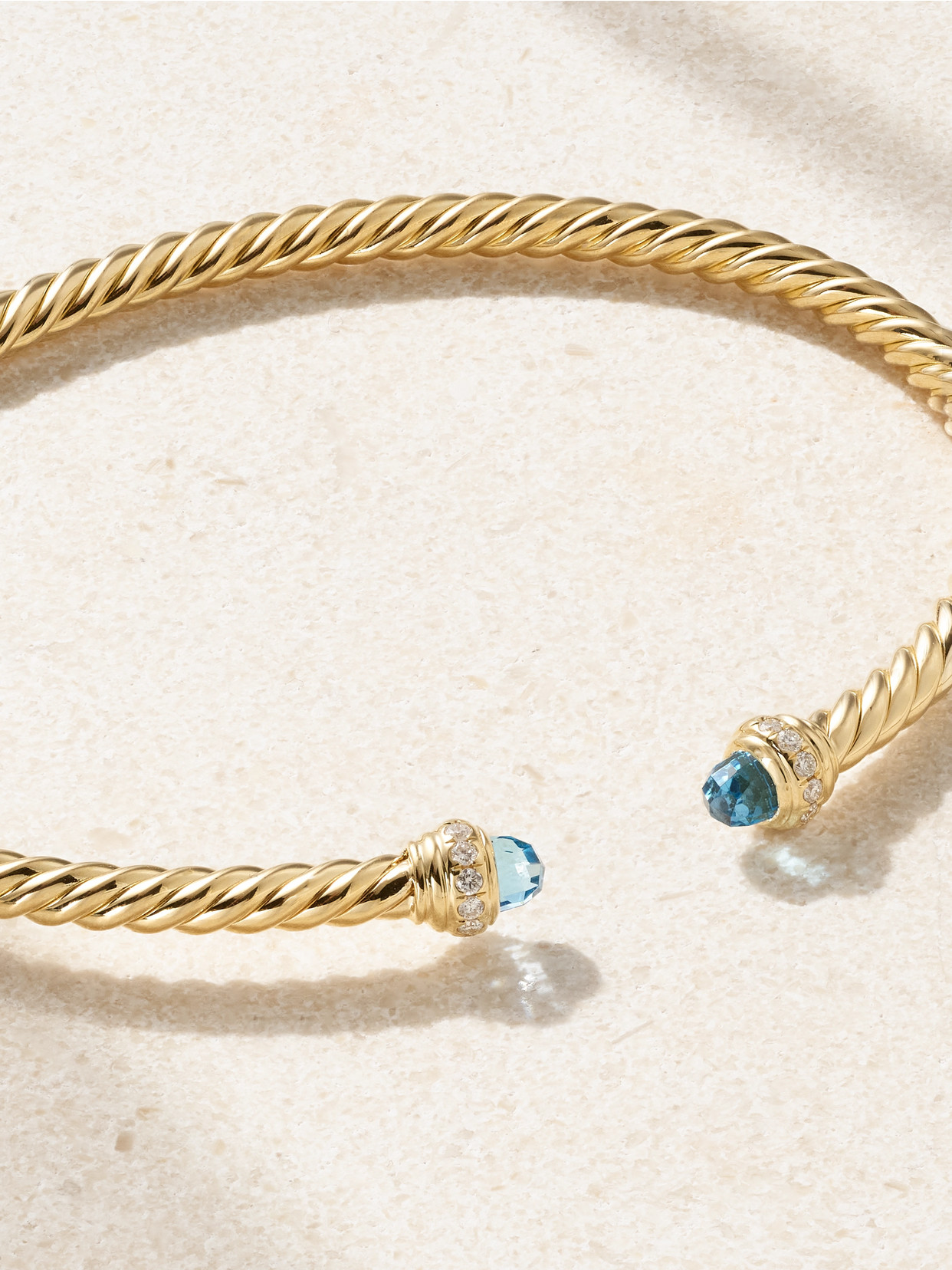David Yurman Classic Cablespira 18-karat Gold, Topaz And Diamond Cuff In Gold
