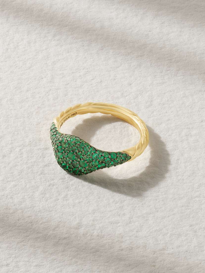 David Yurman 18-karat Gold Emerald Pinky Ring