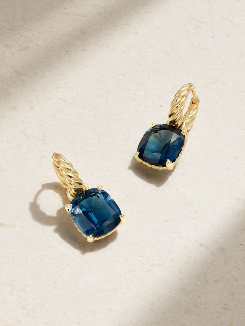 David Yurman Marbella 18-karat Gold Topaz Hoop Earrings
