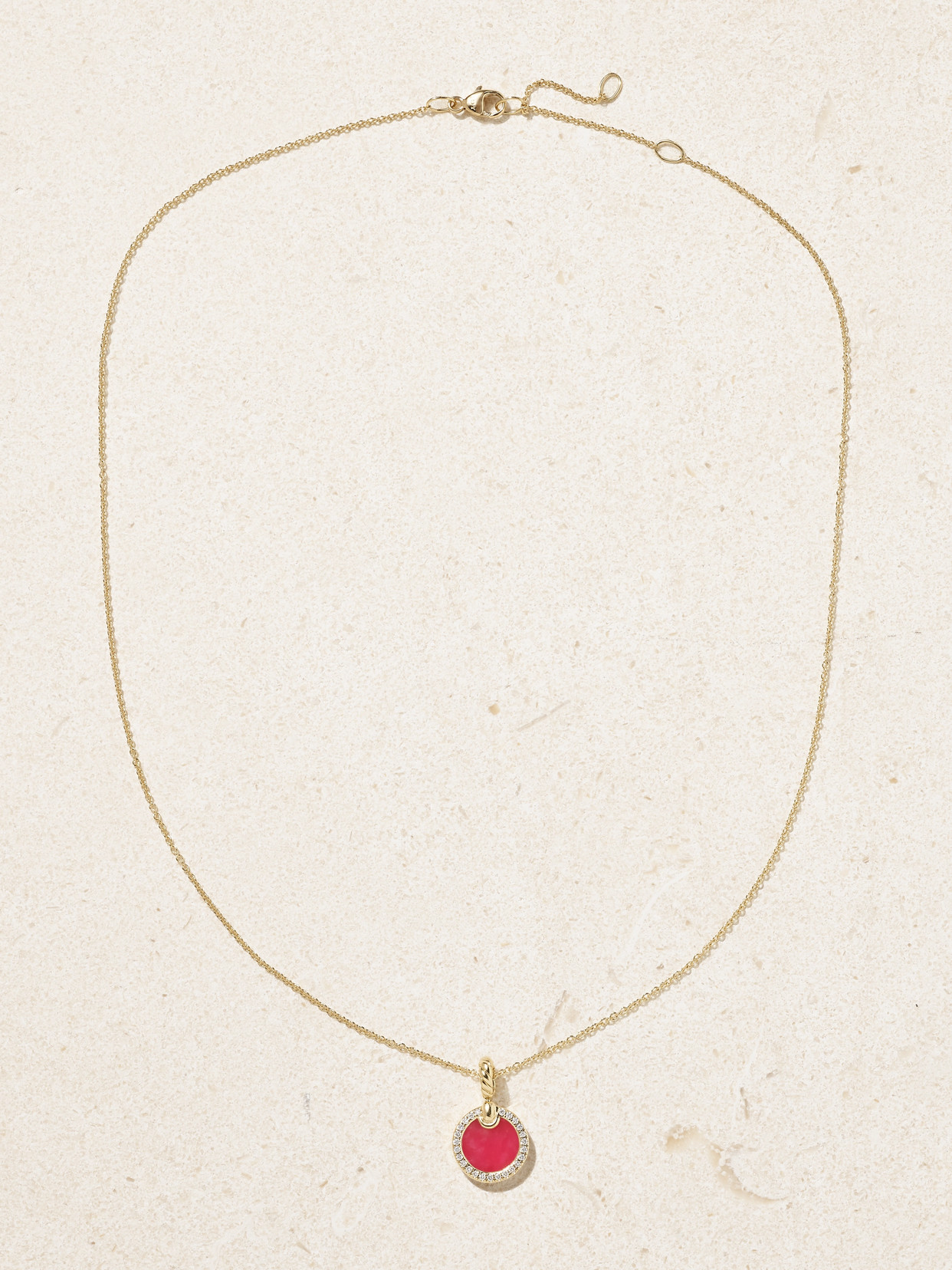 David Yurman Petite Elements 18-karat Gold, Rhodonite And Diamond Necklace In Gold