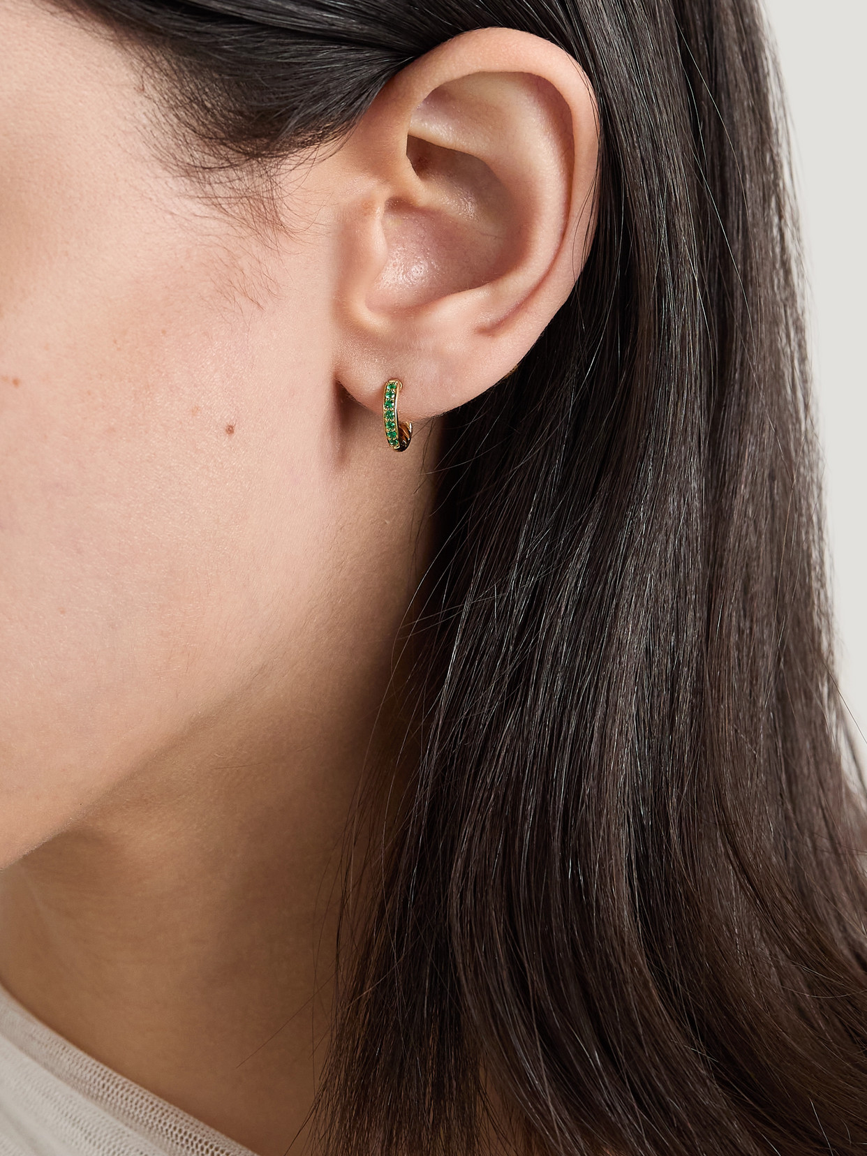 David Yurman Petite Pavé 18-karat Gold Emerald Hoop Earrings In Gold