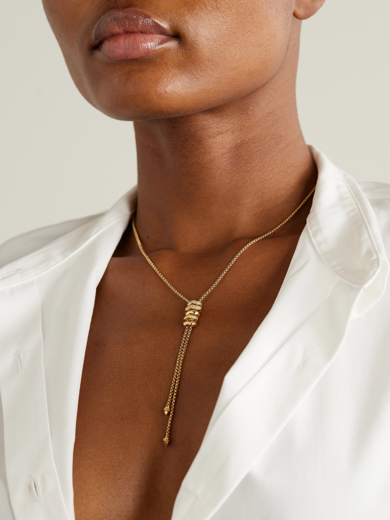 David Yurman Stax 18-karat Gold Diamond Necklace In Gold