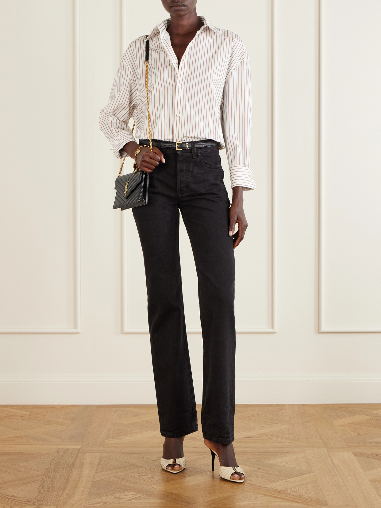 Cassandre Mini Matelassé Leather Chain Wallet