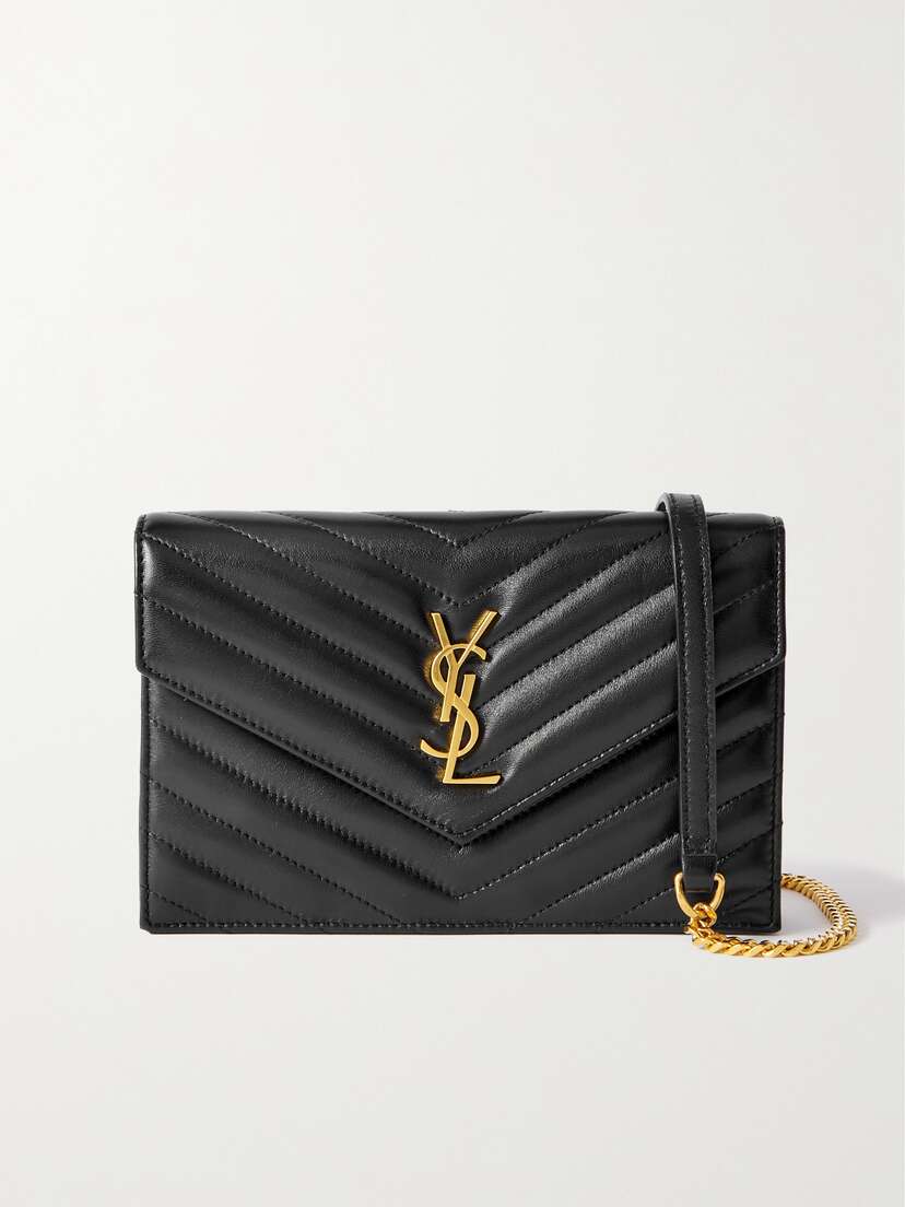Saint Laurent Cassandre Mini Matelassé Leather Chain Wallet