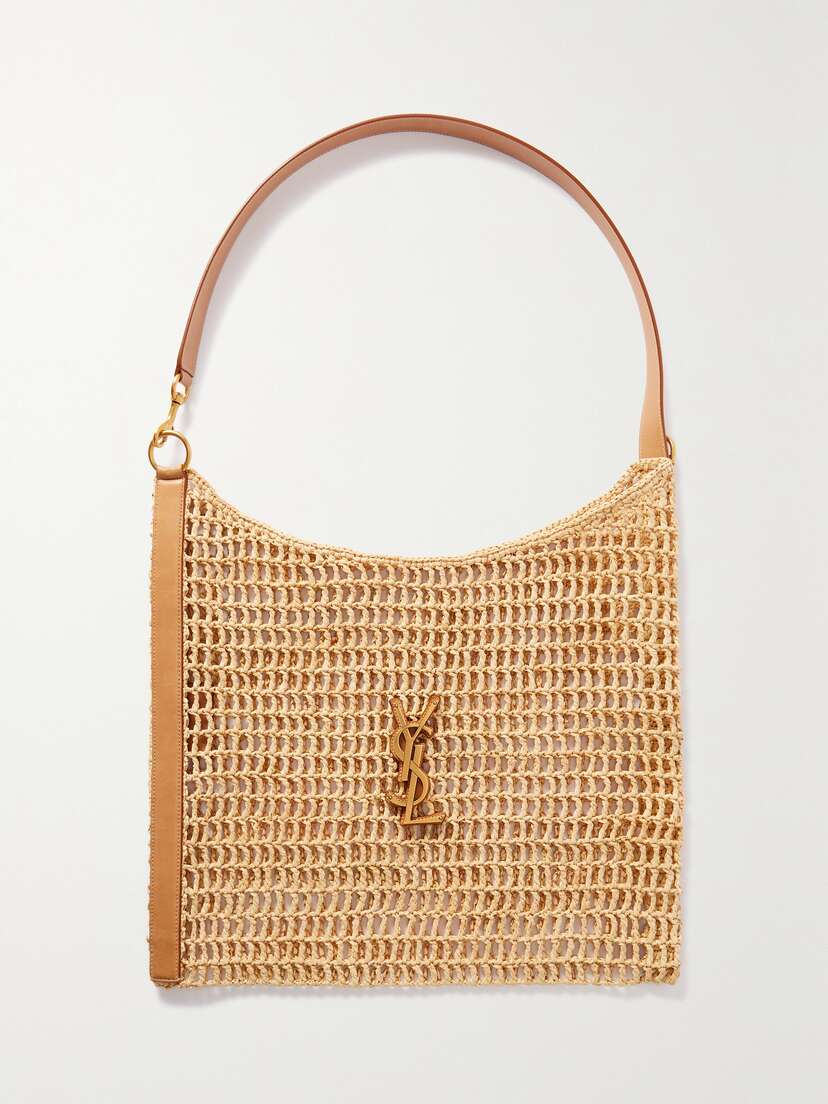 Saint Laurent Oxalis Leather-trimmed Crocheted Raffia Shoulder Bag