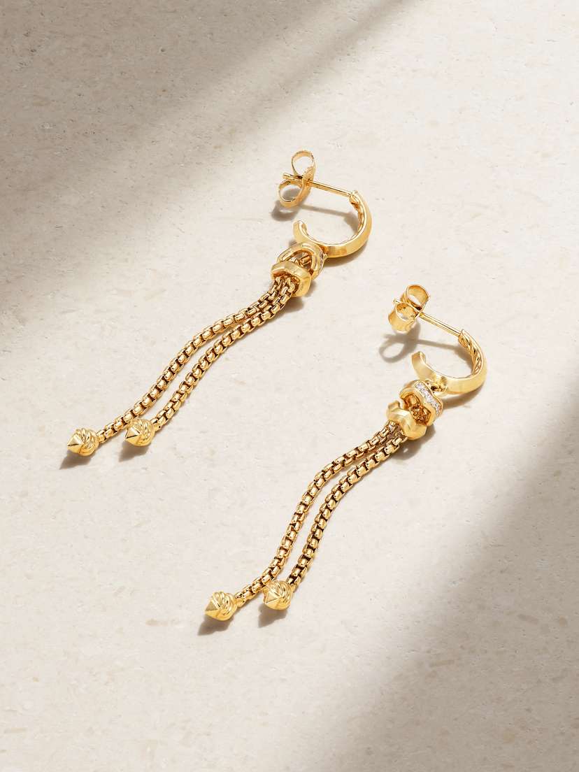 David Yurman Stax 18-karat  Diamond Hoop Earrings