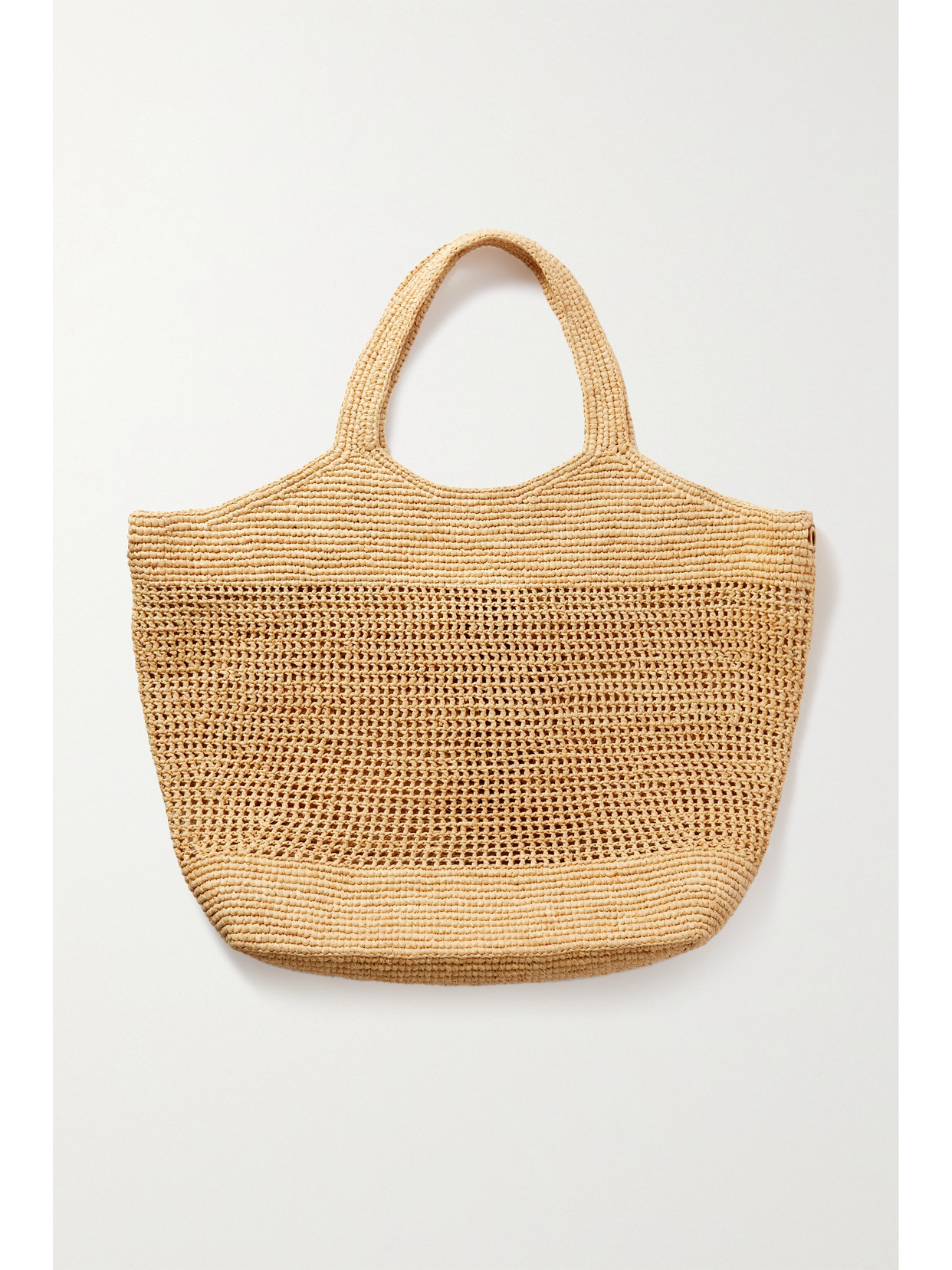 Saint Laurent Icare Maxi Embellished Leather-trimmed Raffia Tote In Neutrals