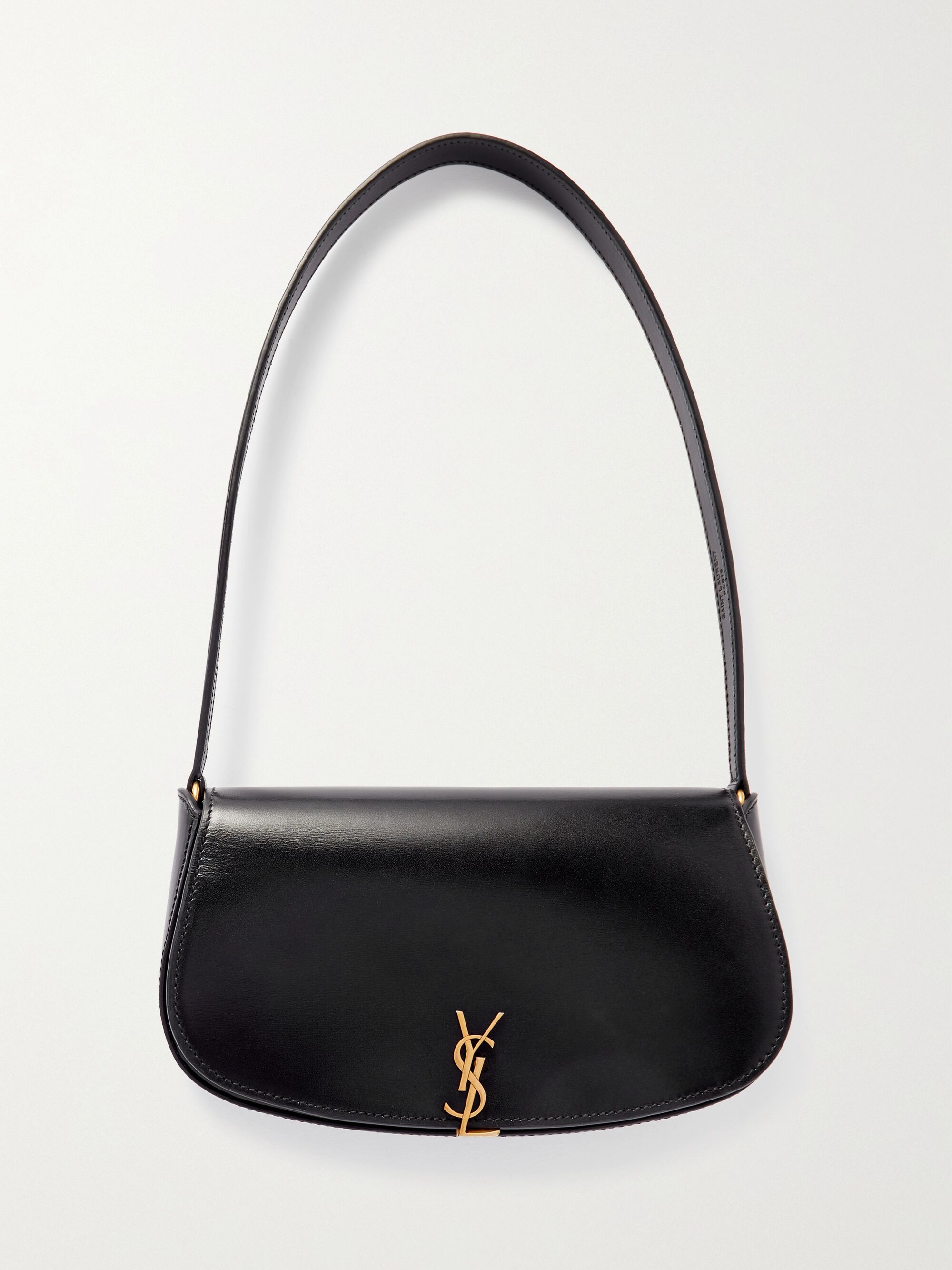 Light brown Yves Saint Laurent Voltaire mini leather shoulder bag with gold logo