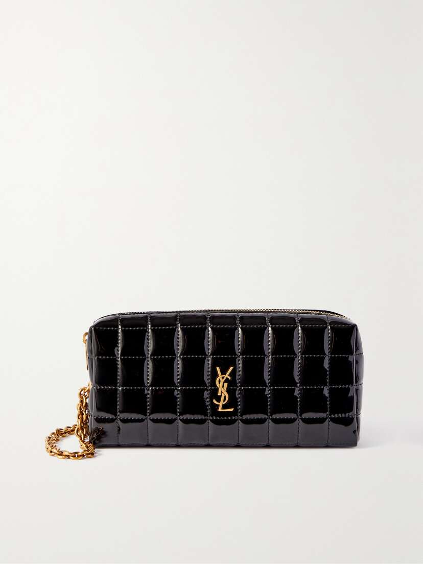 Saint Laurent Cassandre Carré Matelassé Patent Faux-leather Pouch