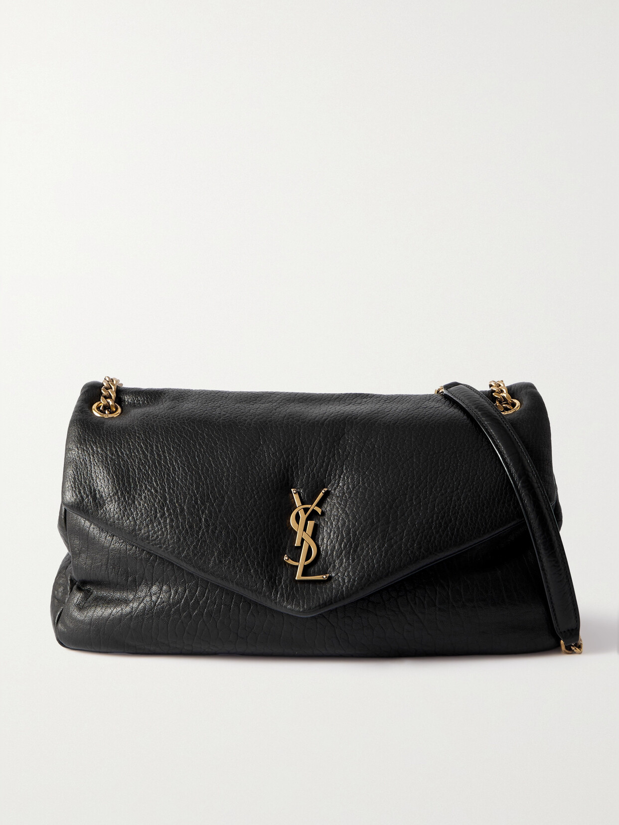 Shop Saint Laurent Calypso Large Padded Textured-leather Shoulder Bag In Black