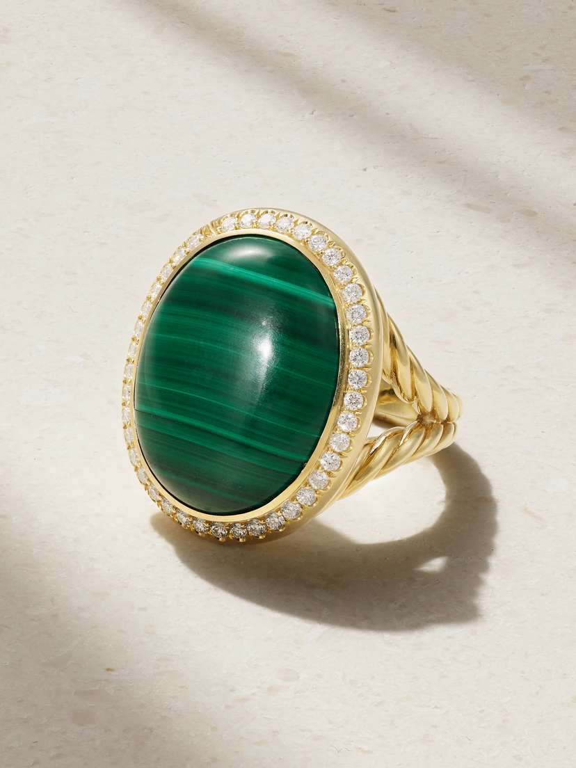 David Yurman 18-karat Gold, Malachite And Diamond Ring
