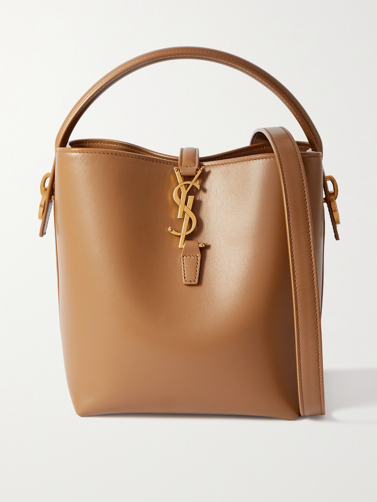 Saint Laurent Le 37 Small Leather Bucket Bag In Brown