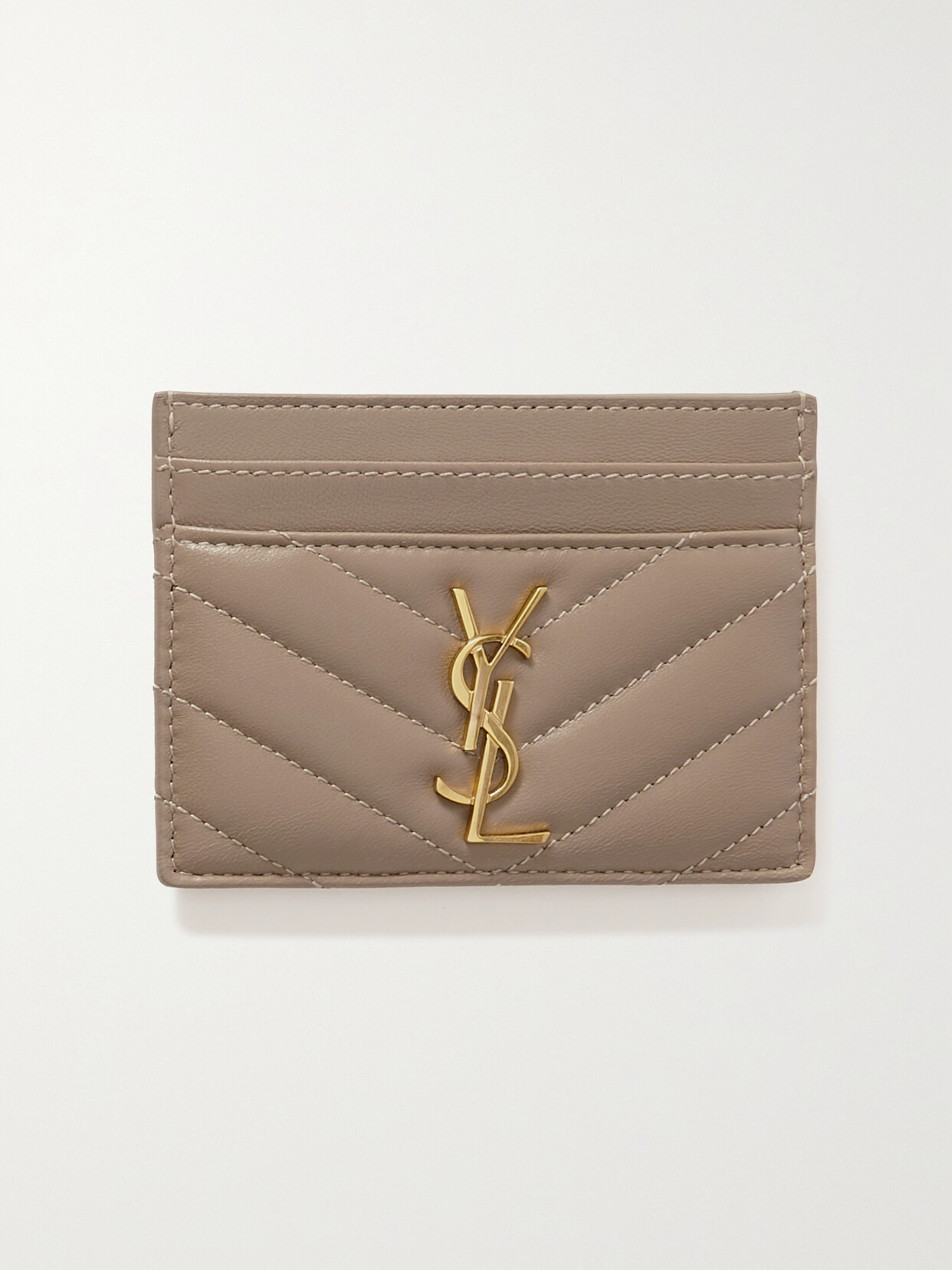 Saint Laurent Cassandre Matelassé Leather Cardholder In Grey