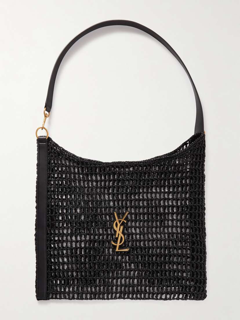 Saint Laurent Oxalis Leather-trimmed Raffia Shoulder Bag