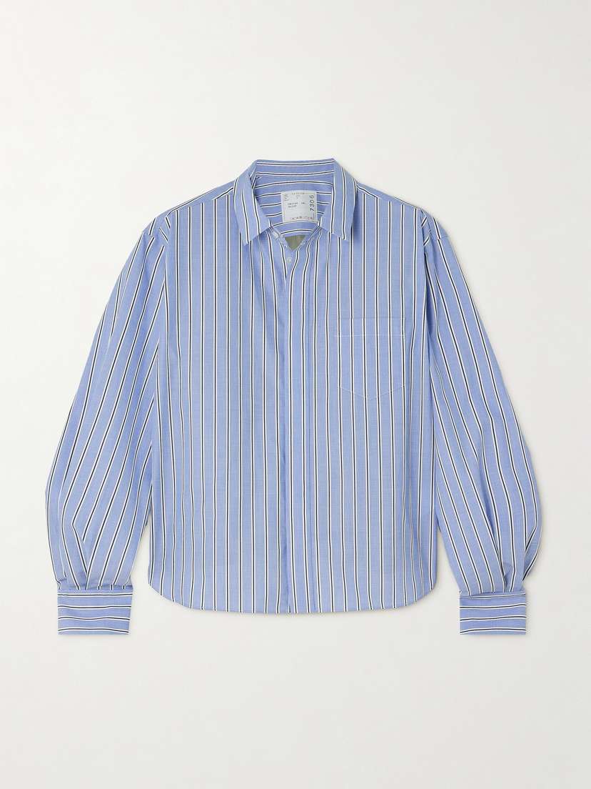 Sacai Shell-trimmed Striped Cotton-poplin Shirt