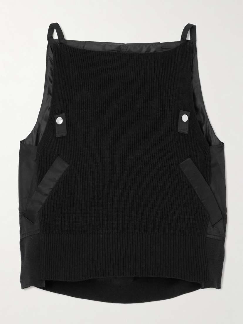 Sacai Ribbed Cotton-blend And Shell Top