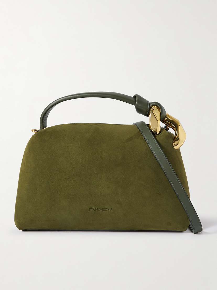 JW Anderson Jwa Corner Small Chain-embellished Nubuck And Leather Shoulder Bag