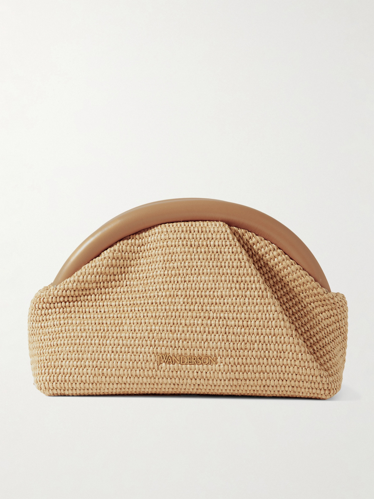 JW Anderson - Bumper Leather-trimmed Raffia Clutch - Neutrals