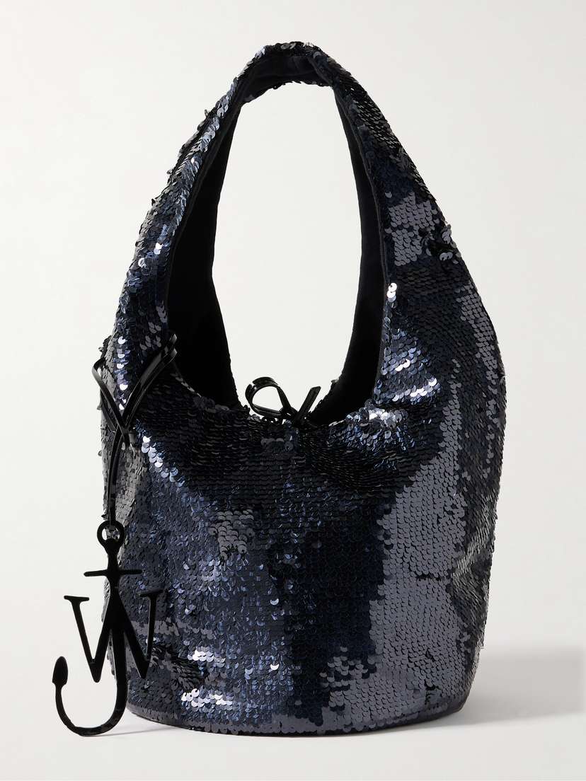 JW Anderson Mini Reversible Faux Patent-leather Trimmed Sequined Jersey Tote