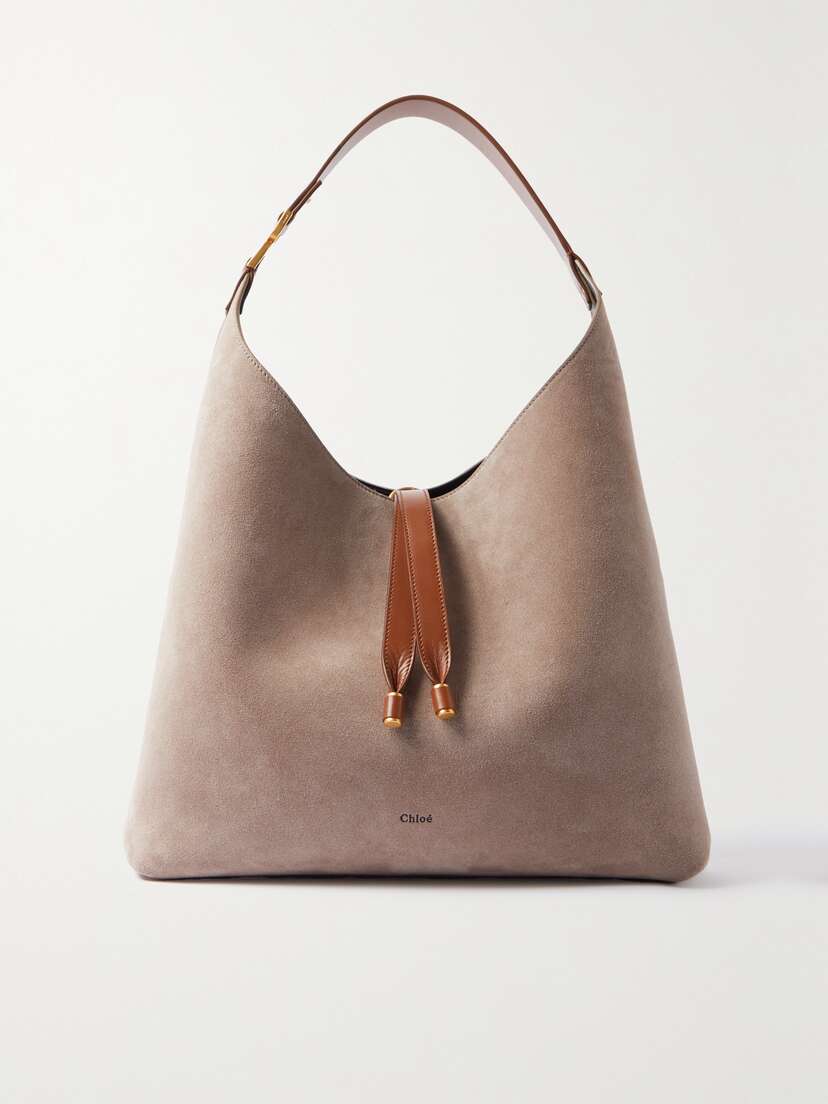 Chloé Marcie Leather-trimmed Suede Shoulder Bag
