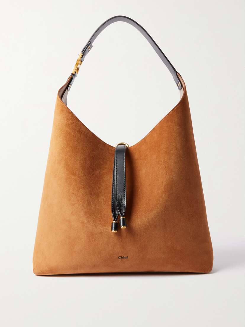 Chloé Marcie Leather-trimmed Suede Shoulder Bag